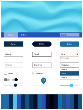 Hafif mavi vektör UI ux kiti ile çizgiler, oval. Glitter soyut resim bulanık kabarcık şekilleri ile... Bu web siteleri için kullanabileceğiniz şablon.