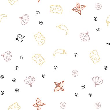 Açık mavi, sarı vektör sorunsuz doku ile lezzetli aperatifler. Fast Food renkli gradyan ile bulanık arka plan üzerinde. Desen menüsü kafeteryalar, barlar, restoranlar için.