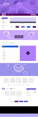 Koyu pembe, mavi lamba şekilleri ile web UI kit vektör. Gradyan ile mermer tarzı kıvırcık illüstrasyon parlayan. Bu örnek açılış sayfanız için mu.
