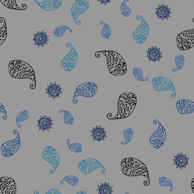 Hafif mavi vektör sorunsuz zemin yaprak ve çiçek ile. Glitter soyut resimde yaprak ve çiçek ile. Dokulu deseni bir Web sitesi için banner.