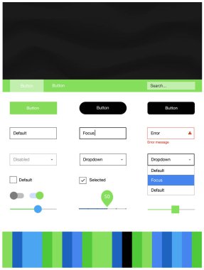 Açık mavi, yeşil vektör UI kiti balonu şekiller ile. Gradyan memphis tarzı ile zarif parlak illüstrasyon. Bu örnek için sitesidir.