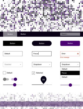 Koyu pembe vektör tasarım UI kiti noktalı. Güzel UI ux kiti ile onun üstbilgisindeki renkli noktalar. Sen-ebilmek kullanma için açılış sayfaları bu şablonu.