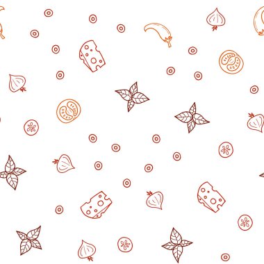 Işık kırmızı vektör lezzetli atıştırmalıklar ile sorunsuz doku. Fast Food renkli gradyan ile bulanık arka plan üzerinde. Desen reklamlar Kahvaltı, Öğle Yemeği, akşam yemeği için.