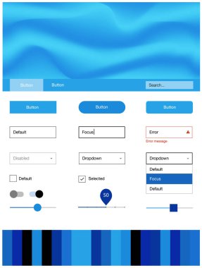 Hafif mavi vektör UI kiti balonu şekiller ile. Glitter soyut resim bulanık kabarcık şekilleri ile... Bu örnek için sitesidir.