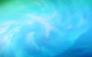 Açık mavi, Samanyolu yıldızlı yeşil vektör dokusu. Renkli kozmik yıldızlı soyut çizimler. Astronomi web siteleri için desen.