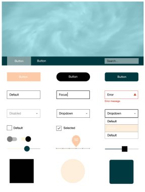 Işık turuncu vektör UI ux seti alan yıldız ile. Basit malzeme tasarım kiti üstbilgisindeki renkli bulutlar ile. Bu örnek için sitesidir.