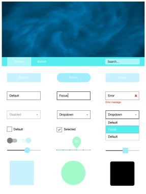 Açık mavi, vektör yıldız ile malzeme tasarım kiti yeşil. Basit malzeme tasarım kiti üstbilgisindeki renkli bulutlar ile. Açılış sayfanız için modern şablon.