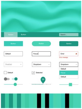 Işık yeşil vektör web UI kiti ile lamba şekiller. Renkli resimde gradyan ile soyut memphis tarzı. Web siteleri, açılış sayfaları için güzel düzeni.
