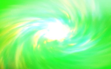 Açık yeşil vektör dokusu ve Samanyolu yıldızları. Bulanık arkaplandaki ve gradyanı olan uzay yıldızları. Fütürist reklamlar ve kitapçıklar için şablon.