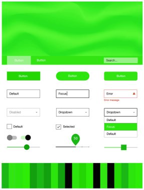 Işık yeşil vektör web UI kiti ile lamba şekiller. Degrade yarı ton mermer stiliyle yaratıcı çizimde. Sen-ebilmek kullanma için açılış sayfaları bu şablonu.