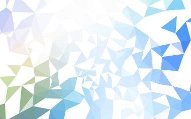 Açık mavi, yeşil vektör üçgen mozaik kapak. Üçgenler ile renkli resimde parlayan. Afiş için tamamen yeni şablon.