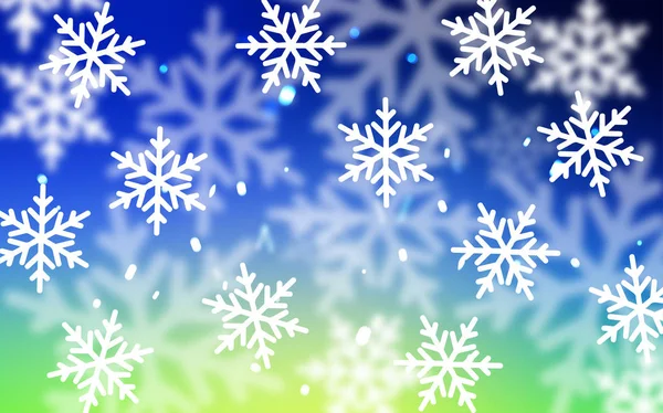 Light Blue Green Vector Cover Beautiful Snowflakes Blurred Decorative Design — Stock Vector