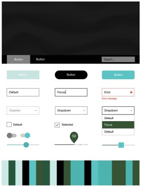 Açık mavi, yeşil vektör UI kiti balonu şekiller ile. Gradyan memphis tarzı ile zarif parlak illüstrasyon. Bu örnek için sitesidir.