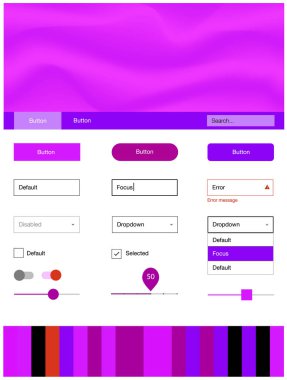 Işık pembe, kırmızı vektör malzeme tasarım kiti ile sıvı şekiller. Gradyan ile mermer tarzı kıvırcık illüstrasyon parlayan. Web siteleri, açılış sayfaları için güzel düzeni.