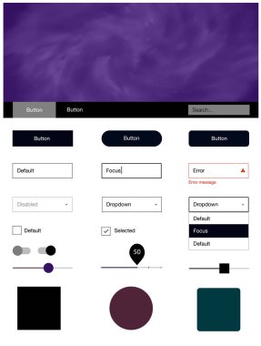 Koyu mor, pembe vektör tasarım UI kiti ile evren yıldız. Renkli gradyan gökyüzü onun üstbilgisindeki modern stil kılavuzu. Sen-ebilmek kullanma için açılış sayfaları bu şablonu.