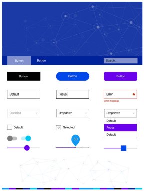 Açık mavi, kırmızı vektör stil Rehberi ile üçgen, daire. Üçgen, daire ile poligonal stilinde stil rehberi. Web siteleri için basit renkli tasarım.