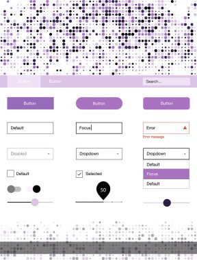 Noktalı ışık mor vektör UI kiti. Başlığını renkli gradyan daireler modern stil kılavuzu. Bu web siteleri için kullanabileceğiniz şablon.