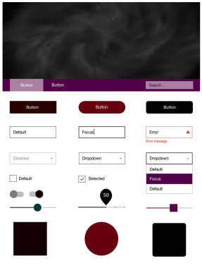Koyu mor vektör UI ux seti alan yıldız ile. Basit malzeme tasarım kiti üstbilgisindeki renkli bulutlar ile. Sen-ebilmek kullanma için açılış sayfaları bu şablonu.