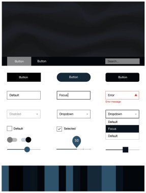 Koyu mavi malzeme tasarım kiti ile sıvı şekil vektör. Gradyan memphis tarzı ile zarif parlak illüstrasyon. Sen-ebilmek kullanma için açılış sayfaları bu şablonu.