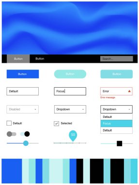 Açık mavi, vektör malzeme tasarım kiti sıvı şekilleri ile yeşil. Gradyan memphis tarzı ile zarif parlak illüstrasyon. Bu web siteleri için kullanabileceğiniz şablon.