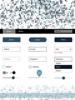 Hafif mavi vektör UI ux kiti daireler ile. Arka plan üzerinde renkli stil rehberi daireler ile. Bu web siteleri için kullanabileceğiniz şablon.