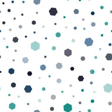 Koyu mavi, yeşil altıgen şekillerle sorunsuz düzen vektör. Glitter altıgen stil soyut çizimde. Yeni tasarım için Web sitesinin poster, afiş.