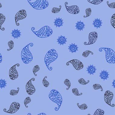 Koyu mavi vektör yaprak ve çiçek ile sorunsuz doğal çizimleri. Yaprak ve çiçek ile zarif bir parlak örnek. İşiniz için tamamen yeni bir tasarım.