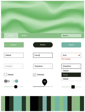 Açık mavi, yeşil vektör web UI kiti ile lamba şekiller. Glitter soyut resim bulanık kabarcık şekilleri ile... Sen-ebilmek kullanma için açılış sayfaları bu şablonu.