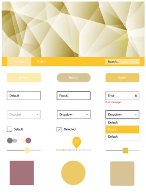 Pembe ışık, vektör stil Rehberi ile üçgenler sarı. UI Ux kiti başlığını poligonal renkli arka plan ile. Web siteleri, açılış sayfaları için güzel düzeni.