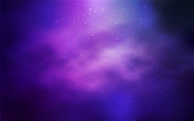 Işık mor, pembe vektör desen ile gece gökyüzünde yıldızlar. Gökyüzü yıldızlarla illüstrasyon soyut şablonunda parlayan. Akıllı tasarım, iş reklam için.