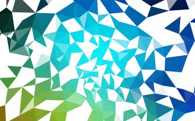 Açık mavi, yeşil vektör soyut mozaik arka plan. Üçgenler ile renkli soyut resimde. Afiş için tamamen yeni şablon.