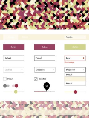 Karanlık çok renkli vektör stil rehberi daireler ile. Güzel UI ux kiti ile onun üstbilgisindeki renkli noktalar. Sen-ebilmek kullanma için açılış sayfaları bu şablonu.