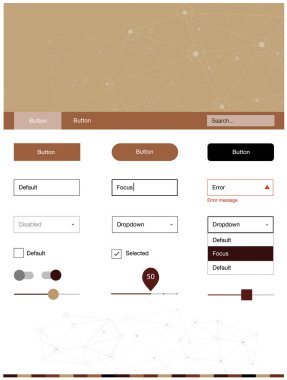 Işık kırmızı, sarı vektör malzeme tasarım kiti ile çizgiler, daireler. Renkli üçgen, daire basit malzeme tasarım kiti. Açılış sayfanız için modern şablon.