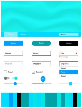 Hafif mavi vektör UI ux kiti ile çizgiler, oval. Gradyan ile mermer tarzı kıvırcık illüstrasyon parlayan. Açılış sayfanız için modern şablon.