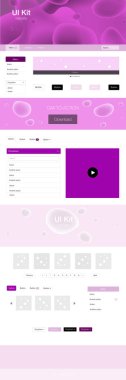 Işık mor, pembe vektör tasarım UI kiti eğri daireler ile. Glitter soyut resim bulanık kabarcık şekilleri ile... Web siteleri, açılış sayfaları için güzel düzeni.