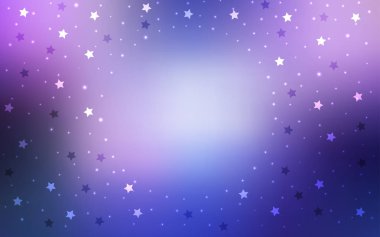 Hafif pembe, mavi vektör arka plan renkli yıldız ile. Dekoratif illüstrasyon yıldız ile soyut şablonunda parlayan. Desen hediye sarma için kullanılabilir.