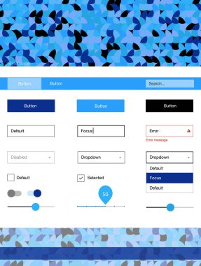 Noktalı ışık mavi vektör UI kiti. Başlığını renkli gradyan daireler modern stil kılavuzu. Bu örnek açılış sayfanız için mu.