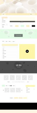Açık yeşil, sarı vektör tasarım UI kiti eğri daireler ile. Degrade yarı ton mermer stiliyle yaratıcı çizimde. Sen-ebilmek kullanma için açılış sayfaları bu şablonu.