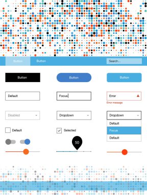 Karanlık çok renkli vektör stil rehberi daireler ile. Renkli UI ux kiti üstbilgiyle küreler oluşuyordu. Web siteleri, açılış sayfaları için güzel düzeni.