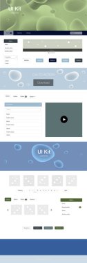 Koyu mavi, yeşil lamba şekilleri ile web UI kit vektör. Glitter soyut resim bulanık kabarcık şekilleri ile... Açılış sayfanız için modern şablon.