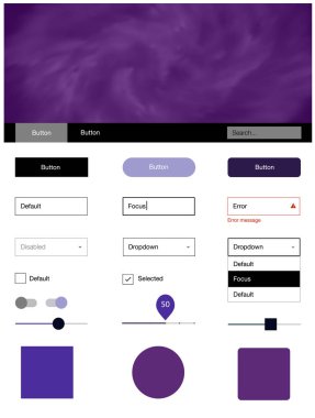 Koyu pembe, mavi malzeme tasarım kiti yıldız ile vektör. Renkli gökyüzü ile soyut tarzda dekoratif UI takımı tasarım. Bu örnek için sitesidir.