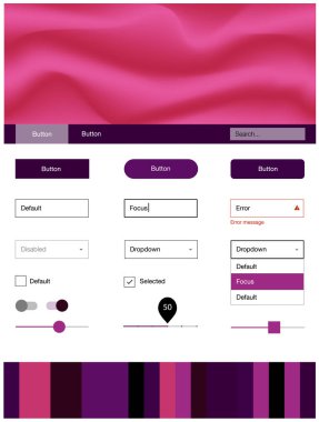 Koyu mor, pembe stil rehberi eğik çizgilerle vektör. Degrade yarı ton mermer stiliyle yaratıcı çizimde. Web siteleri için basit renkli tasarım.