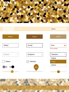 Daireler ile ışık turuncu vektör stil rehberi. Web Kullanıcı arabirimi kiti başlığını soyut degrade daireler ile. Web siteleri için basit renkli tasarım.