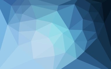 Hafif mavi vektör soyut poligonal şablon bir merkezi bir kalp ile. Çokgen şekilleri ile bir örnek. Afiş için tamamen yeni şablon.