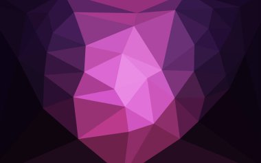 Koyu pembe vektör soyut mozaik desen bir merkezi bir kalp ile. Gradyan ile renkli resimde. İşiniz için en iyi üçgen tasarım.