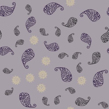 Koyu mavi, sarı yaprak ve çiçek ile sorunsuz arka plan vektör. Parlayan resimde yaprak ve çiçek ile renkli. Web siteleri ve tasarımlar için desen.