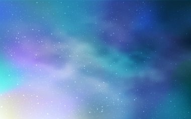 Gece gökyüzü yıldızlı açık mavi vektör deseni. Parlak astronomik yıldızlı parlak renkli çizimler. İş ilanınız için akıllı tasarım.