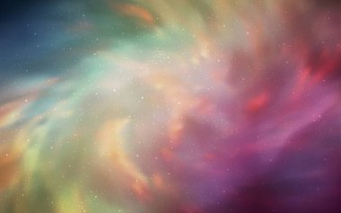 Açık yeşil, kırmızı vektör düzen kozmik yıldız ile. Parlak astronomik yıldız ile renkli illüstrasyon parlayan. Akıllı tasarım, iş reklam için.