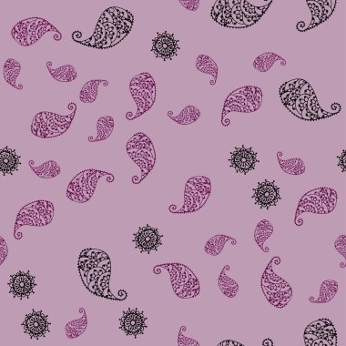 Koyu pembe, mavi yapraklar ve çiçekler ile sorunsuz soyut tasarım vektör. Yaprak ve çiçek ile yeni renkli resimde. İşiniz için en iyi bulanık tasarım.