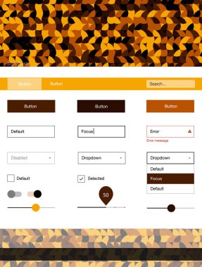 Koyu turuncu vektör küreler web UI kiti. Başlığını renkli gradyan daireler modern stil kılavuzu. Web siteleri için basit renkli tasarım.